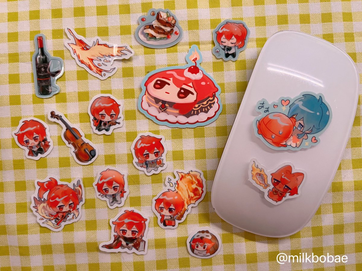 milkbobae's tweet photo. I also made an extra 2inch matte BIRTHDAY CAKE DILUC sticker 🎂🔥😂 #ディルック生誕祭2023 #diluc https://t.co/gKXSArT5IW