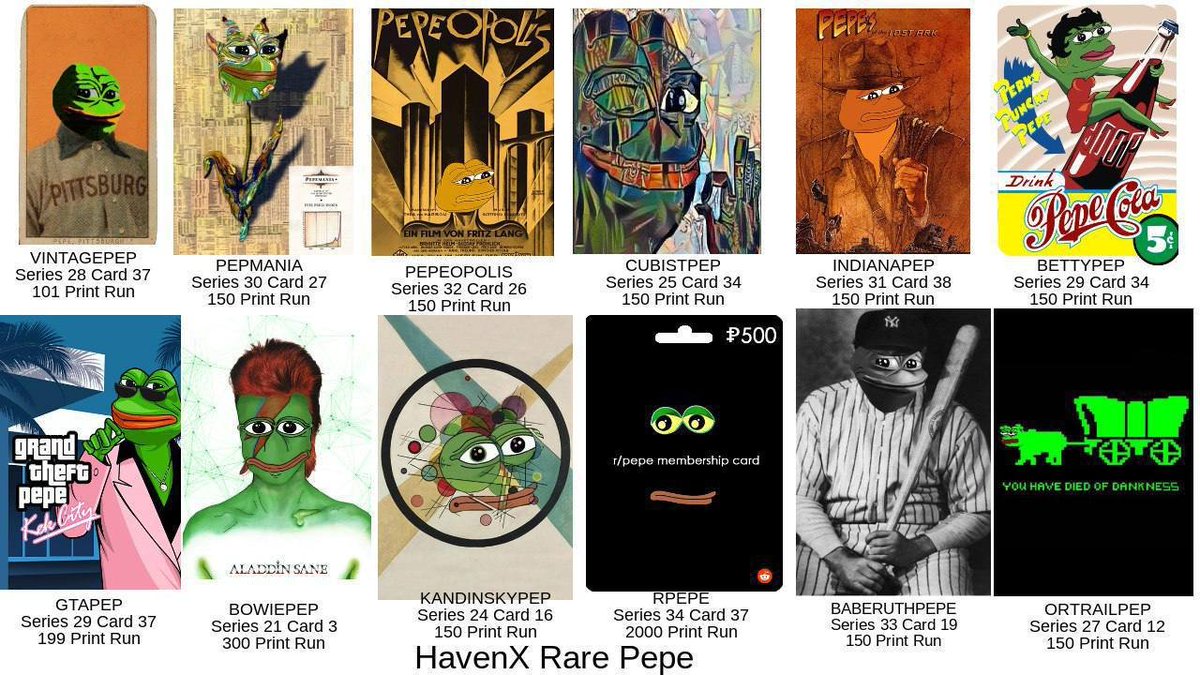 RoaringAuctions's tweet image. Auction debut of the first #FakeRare by Looks Rare!

You may know the artist from some of his #RarePepe cards that sell for many thousands of dollarydoos!!

Classics like #VINTAGEPE, #GTAPEP, #BOWIEPEP, #BABERUTHPEPE, #ORTRAILPEPE and the iconic #KANDINSKYPE have sold up to $36K!