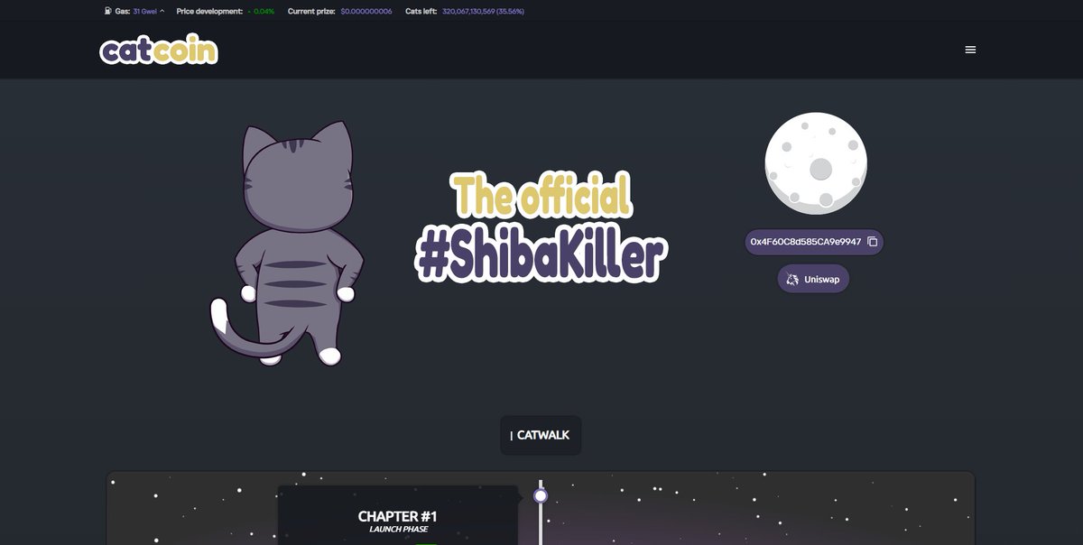 TheRealCatcoin's tweet photo. Happy #Caturday! We just made some small design updates to the official project website. It looks even fancier now! 🔥

Check it out: https://t.co/0imw3tuunw 

$CATS #Catcoin #ShibaKiller #ToTheMoon #Ethereum #Meme #Cryptocurrency #Update https://t.co/WVPHAiyohA