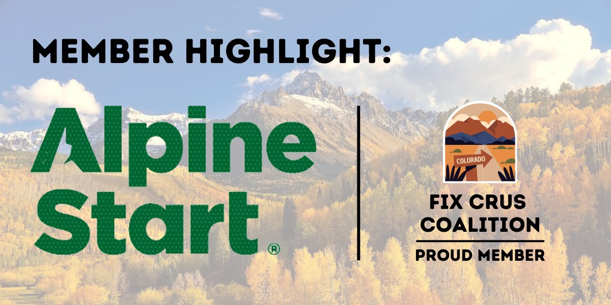 FixCRUS's tweet photo. Meet Alpine Start, a Fix CRUS Coalition Executive Committee Member. They make fantastic coffee for alpine adventures! @AlpineStartFood, thanks for supporting public outdoor recreation access!
Meet all our members: https://t.co/duHj5tdBSU #fixCRUS #PublicAccess #Colorado #14ers https://t.co/DUyYeJZFFd
