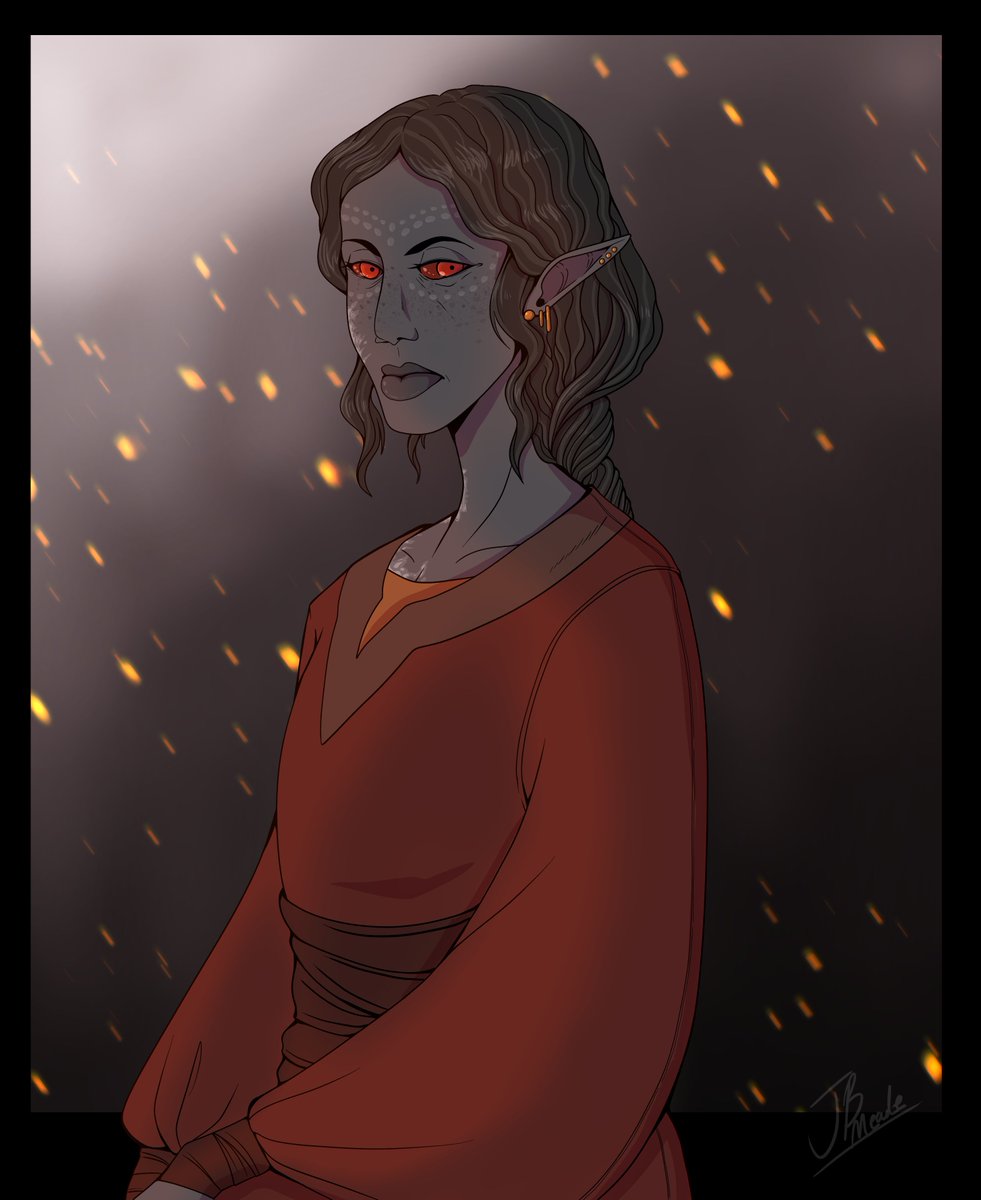 JBMeade's tweet photo. once again replaying skyrim as my dunmer grandma character, Llunara
#Skyrim 
#ElderScrolls 
#dunmer
#darkelves
#digitalart https://t.co/ocejaKEZu9