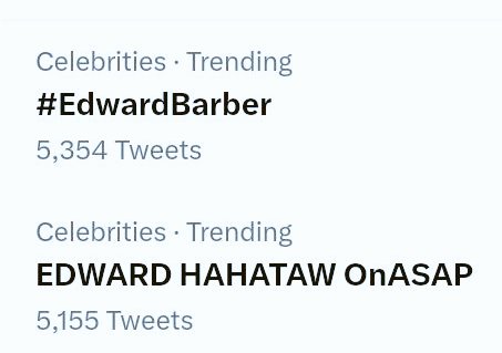 EJBxLouiseRain's tweet photo. Maraming salamat guys.
Sana ganito ulit next Sunday.
Double trending parin @ASAPOfficial.
EDWARD HAHATAW OnASAP
#ASAPsuperHot
#EdwardBarber @Barber_Edward_
SS credit to @amaze_1234 https://t.co/763Uw3DUcj