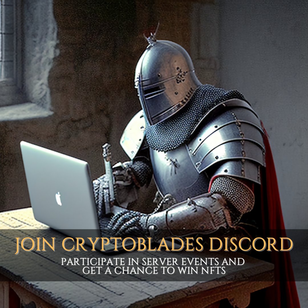 CryptoBlades's tweet photo. 🗡️ Have fun and be part of our growing community!
 
 🛡️ Join our discord server for exclusive giveaways! 
 
👉 Participate in our weekly events and get a chance to win #CryptoBlades NFTs.
 
> https://t.co/IJHh3VeEDd https://t.co/FdWDxJPhOx