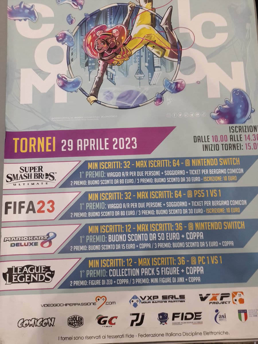 Grande torneo al <a href="/comiconitalia/">COMICON</a> di <a href="/ComuneNapoli/">Comune di Napoli</a> 
Torneo di #FIFA23 1Vs1 targato <a href="/VxPASSIONE/">VxP</a> 
1*premio viaggio per 2 persone al <a href="/comicon/">comicon</a> di <a href="/ComunediBergamo/">Comune di Bergamo</a> 
Venite a trovarci nel padiglione 6
<a href="/DellosaVPG/">Arron Louis Dellosa</a> 
<a href="/VPGEurope/">Virtual Pro Gaming | Europe</a> 
<a href="/EMME_GAMING_/">Emme Gaming A.S.D.</a> 
<a href="/vxp_project/">vxp-project</a>