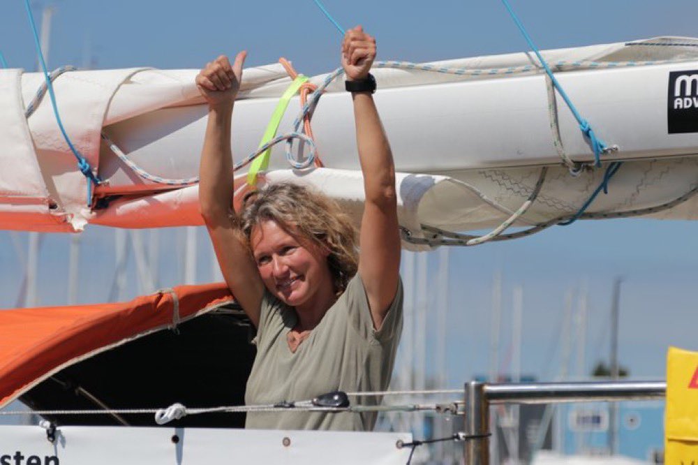CyrilRamaphosa's tweet photo. Congratulations to our world-class sailing star Kirsten Neuschäfer on winning the prestigious and demanding Golden Globe Race in which she spent nearly 235 days in an event that required competitors to sail without GPS and other technology. Kirsten was the only female entrant and became the first woman to win a solo round-the-world race. On her journey, she also rescued a Finnish sailor whose boat had sunk in the South Indian Ocean.

As the cherry on top, Kirsten completed her feat on #FreedomDay.

We are proud of you, Kirsten!