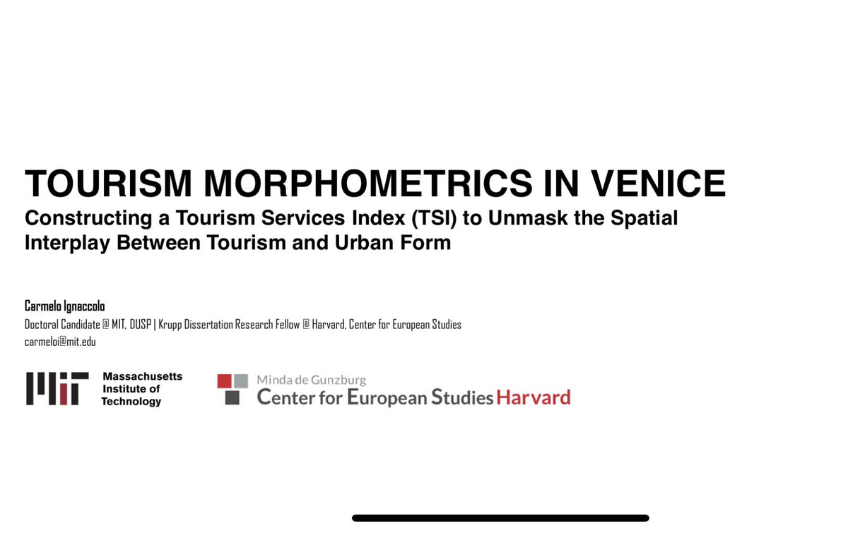 carmignacc's tweet photo. [3/3] Presented urban analytics to measure the nexus between Tourism and Urban Morphology and policy tools for tourism management, bringing for the first time to a broader academic conference the full paper coauthored with @YukeGnehz and @datasew // cc’d @MITdusp @EuropeAtHarvard https://t.co/TBCpRcT5S9