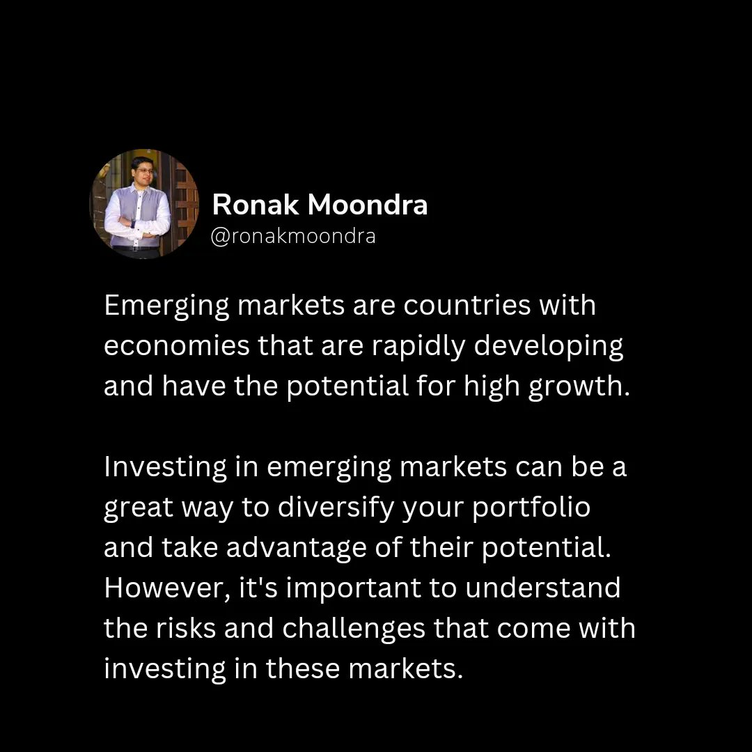 RonakMoondra's tweet photo. Emerging markets can offer great investment opportunities. 

Learn how to navigate them and take advantage of their potential.

Follow @RonakMoondra
for more

#EmergingMarkets #Investing #StockMarket #ronakmoondratweets #ronakmoondra https://t.co/ULY2zsjH5a