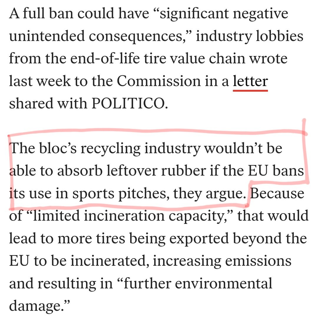 PerErikSchulze's tweet photo. Thanks, car industry lobby, for pointing out that the main reason we should use shredded tyre rubber granules on soccer pitches for kids and sporty people all around Europe is for you to get rid of your toxic car tyre waste
#microplastic #artificialturfs
https://t.co/rmuUXQAIn0 https://t.co/FosSRERC3l