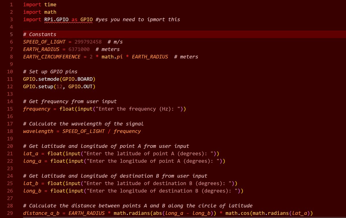 RIGHTCOIN23's tweet photo. "Generate a signal of a specified frequency on your Raspberry Pi 4 using Python and the GPIO pins! Input location and time to transmit to a destination. #RaspberryPi #Python #GPIO" https://t.co/SzXF046Zcp