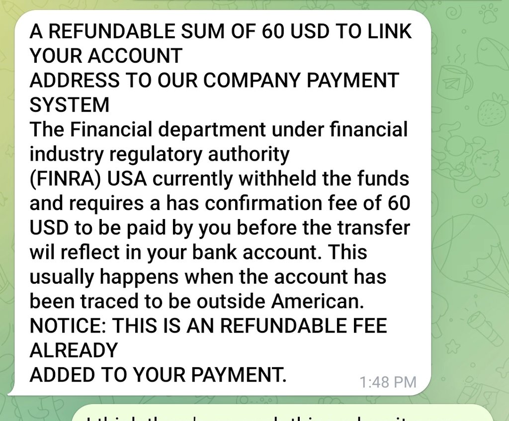 chiechie_rus's tweet photo. @FINRA Hi i would like to ask regarding this for legitimacy, do i really need to pay 60 usd for linking an account? https://t.co/Twe6uDyGJO