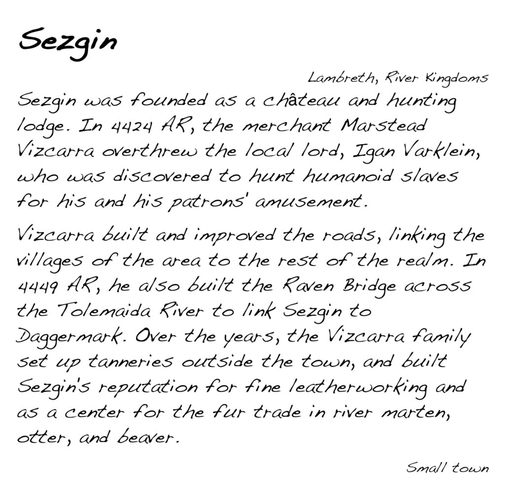 GolarionToday's tweet photo. Sezgin, Lambreth, River Kingdoms
https://t.co/4z9DhWl7aK 
#Sezgin #Lambreth #RiverKingdoms #4424AR #MarsteadVizcarra  #IganVarklein #Vizcarra  #4449AR #RavenBridge #TolemaidaRiver  #Daggermark https://t.co/KFQQ6aEKng