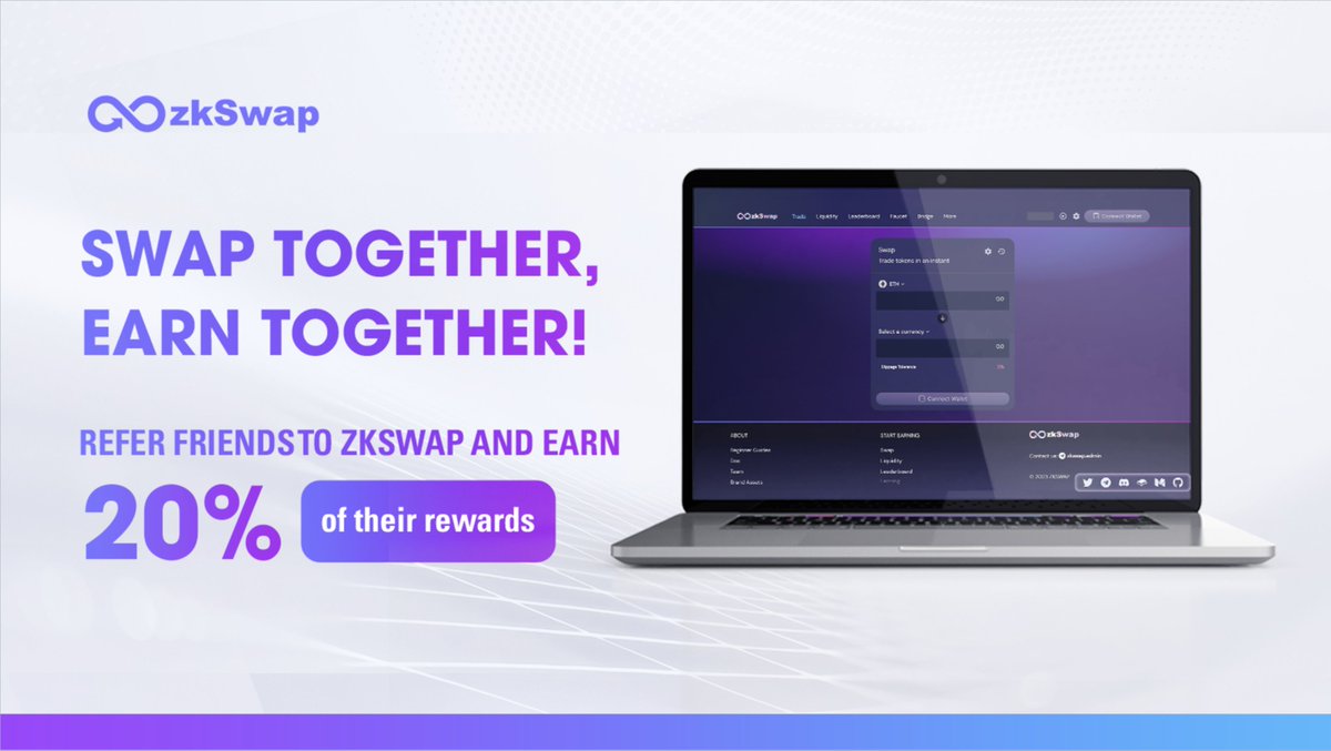 🌟 Invite your friend and earn with the revolutionary #swap2earn DeFi Dex @zkSwap_finance on #zkSync.

📑 Fast & secure & superior UX.
📑 Swap, farm, stake, zkBridge, zkFlow.

🙌 Join me: zkswap.finance/swapboard?code… 

#100x #zkSwap #DEX