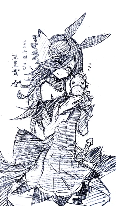 30分ドロ、落書きライスちゃん。 みんながんばれー!というお気持ち。