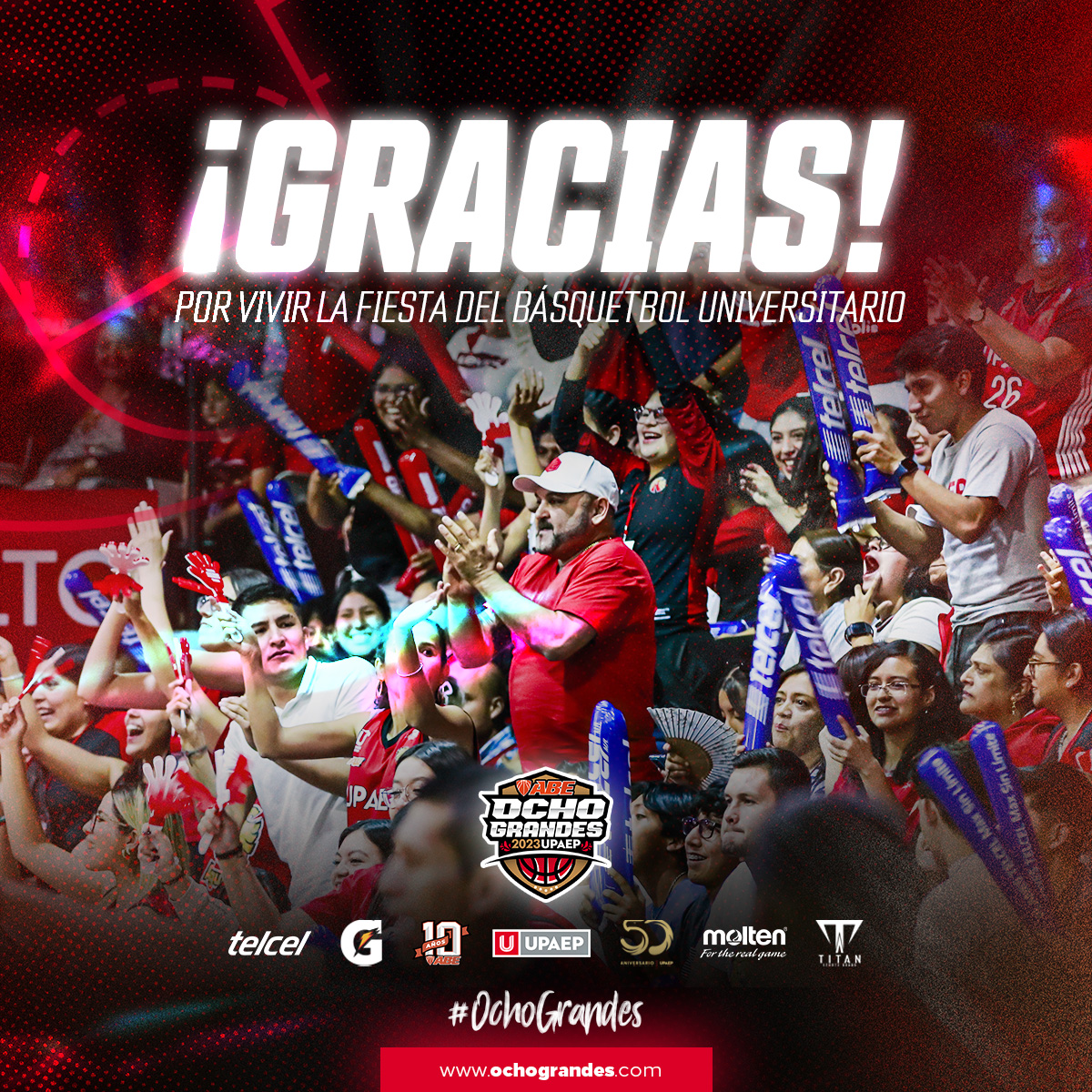 Gracias por hacer del Ocho Grandes UPAEP 2023 una verdadera fiesta en la cancha y en la tribuna 👏🏻🎊

UPAEP es su casa siempre🙌🏻 ¡Nos vemos pronto! 🏀

#OchoGrandes #LigaABE10 #50AniversarioUPAEP