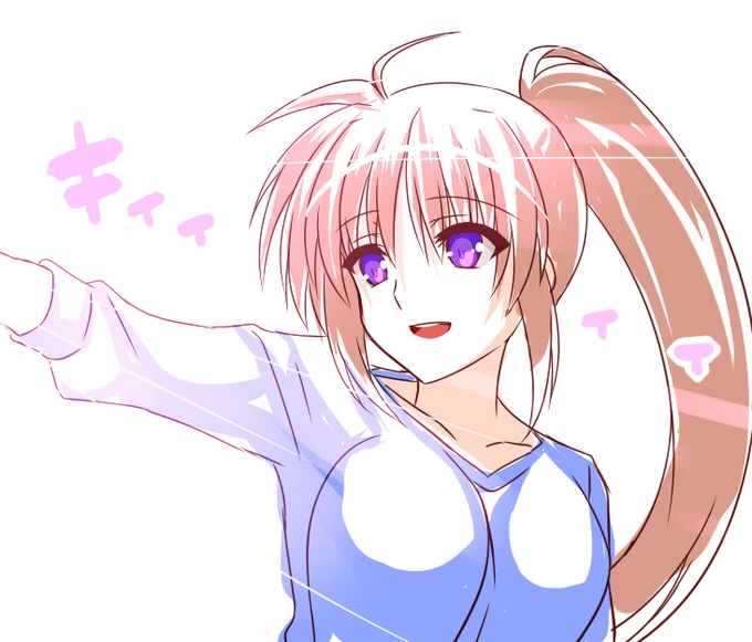 今日のリリ活3枚目! なのはさん砲撃～ 「連続で行くよー上手に避けてね☆」