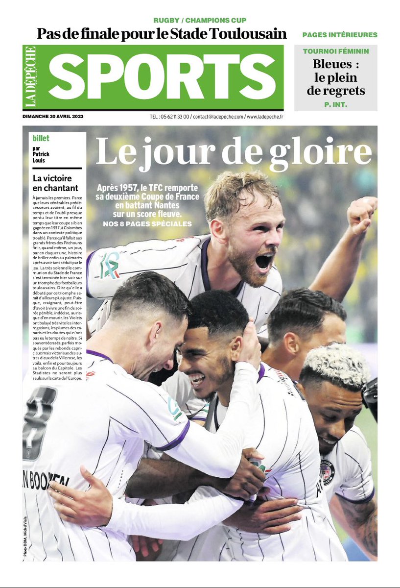 Deux unes HISTORIQUES de <a href="/ladepechedumidi/">La Dépêche du Midi</a> ce dimanche ! #Toulouse #TFC #FCNTFC