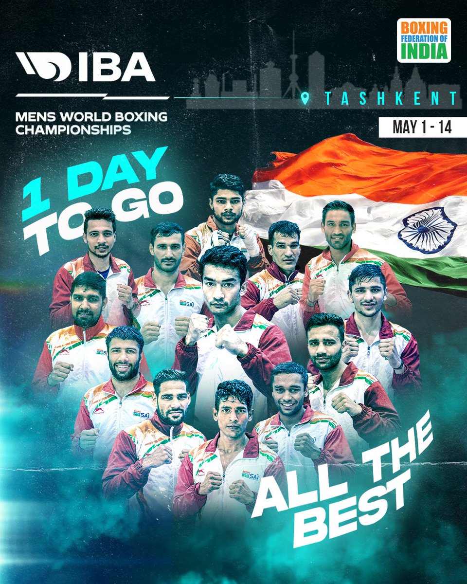 दिखा दो 🇮🇳 का दम 💪

Time for our men 🥊 to take the charge 💥🔥

🥊 IBA Men's World Boxing Championships
🗓 May 1-14
📍 Tashkent, 🇺🇿

<a href="/AjaySingh_SG/">Ajay Singh</a> l <a href="/debojo_m/">Debojo  Maharshi</a>

#WorldChampionships
#PunchMeinHaiDum
#Boxing <a href="/amb_tashkent/">India in Uzbekistan</a>