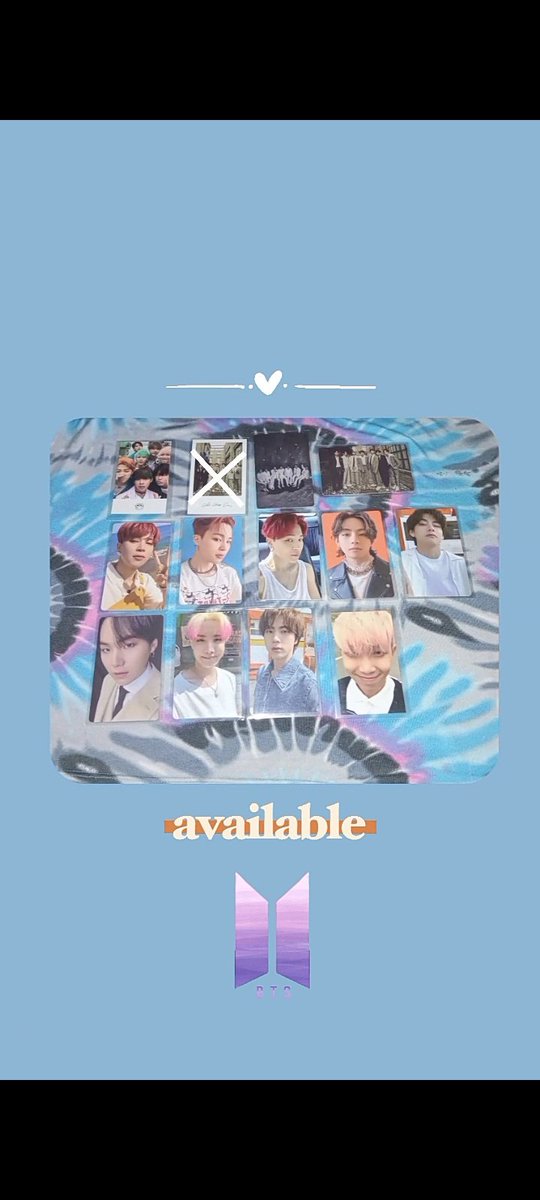_vmint95's tweet image. ꒰ wts lfb ph ꒱ #vmintsells

ASSORTED BTS | Treasure PHOTOCARDS  strart@50php

💳: gcash
🚚: sco/ggx

dm if interested! 

🏷 bts proof standard POB rm jin suga hobi jimin tae Jk PC BE Butter