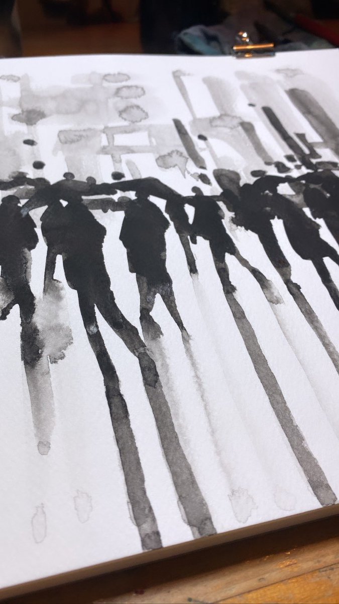 PaintingsLiam's tweet photo. Figures in the rain

#watercolor #watercolour #Monochrome #black #white #bnw #street #blackandwhite #city  #sketch #illustration #drawing #artforsale #originalart #contemporaryart https://t.co/DwbaGrxgYx
