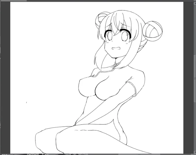 チャイナドレスぼっちちゃんかいてるけど これちゃんとかき終えられるんか?()