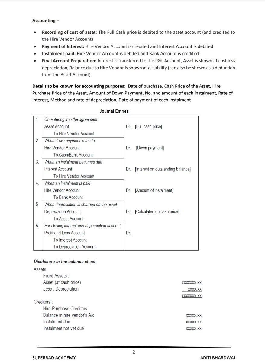 CAAditiBhardwaj's tweet image. Accounting for Hire purchase transactions. 

📝Summary notes for understanding theory. 

#caintermediate #castudents #cacoaching #caexams #revision #accounts #accounting #hirepurchase #scoringchapter #caclasses #caintermediateclasses #icai #icaiexams #superradacademy #bangalore