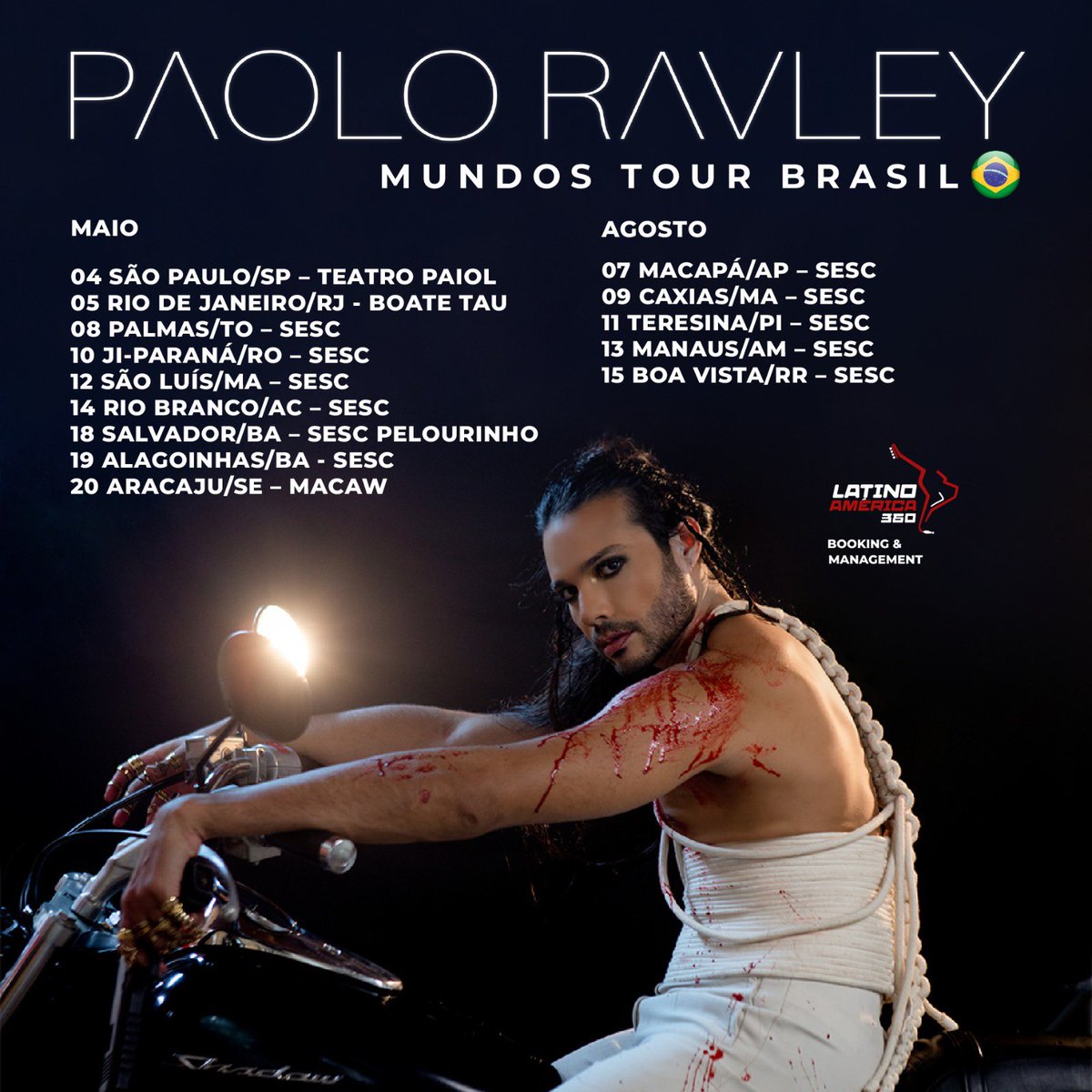 Depois de uma linda passagem pelo México 🇲🇽, damos continuidade a turnê pelo Brasil 🇧🇷 agora em maio! ❤️🌹