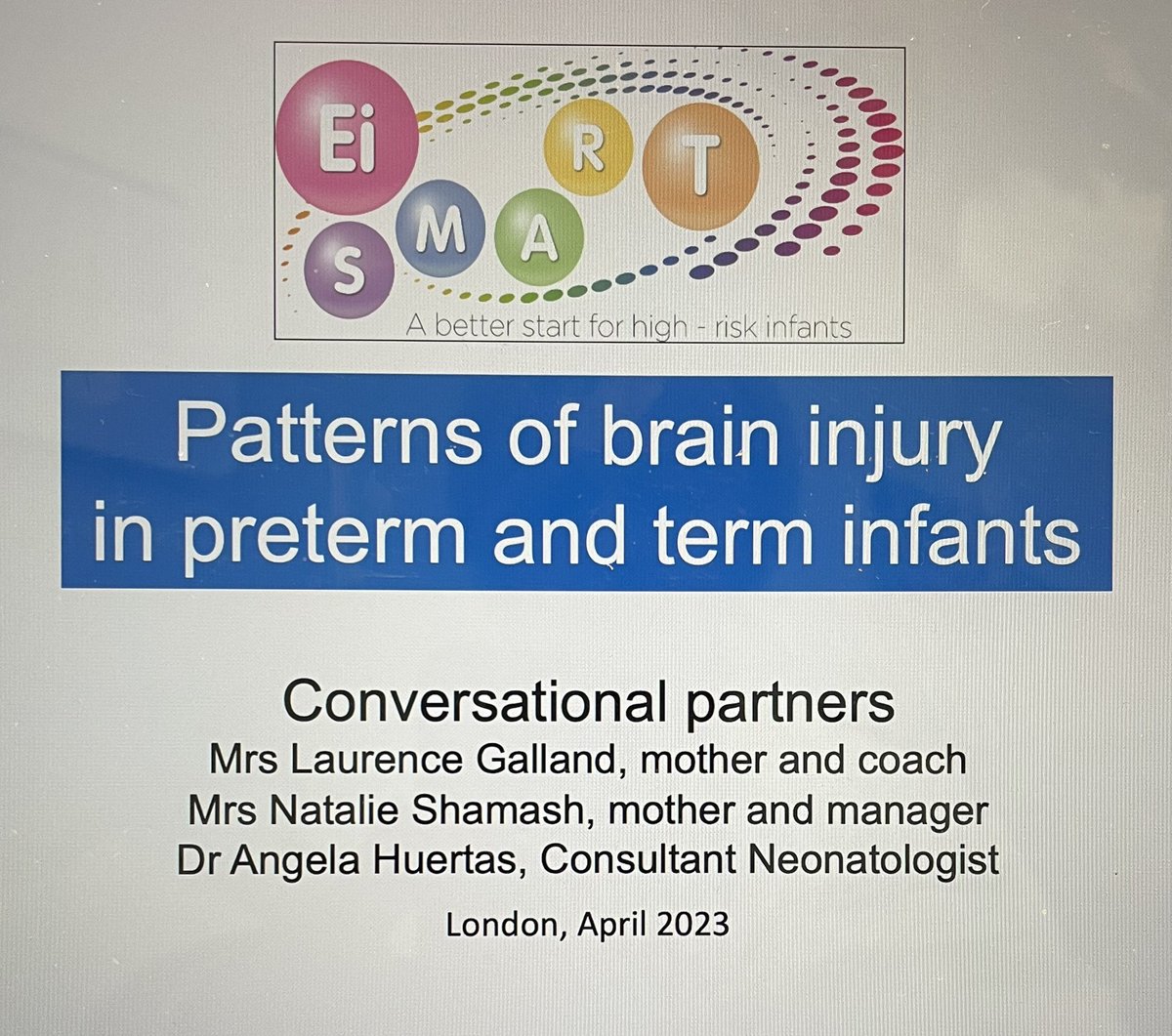 Ei SMART (@ei_smart) on Twitter photo From a consultant neonatologist after hearing EiSMART’s 27 April study day opening session - ‘This is the best lecture I have ever heard on brain injury in the preterm and term brain’. Dr Angela Huertas + parent power = amazingly informative lecture! <a href="/LdnNeonatal/">London Neonatal ODN @londonneonatalodn.bsky.social</a> <a href="/BAPM_Official/">BAPM</a> From a consultant neonatologist after hearing EiSMART’s 27 April study day opening session - ‘This is the best lecture I have ever heard on brain injury in the preterm and term brain’. Dr Angela Huertas + parent power = amazingly informative lecture! <a href="/LdnNeonatal/">London Neonatal ODN @londonneonatalodn.bsky.social</a> <a href="/BAPM_Official/">BAPM</a>