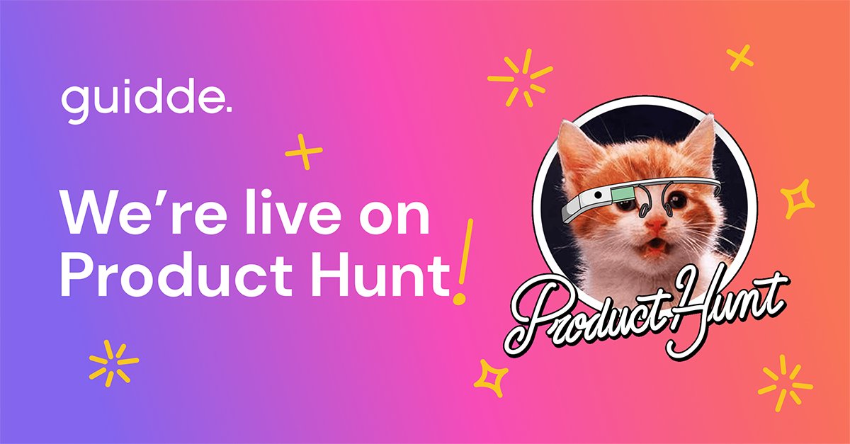 GuiddeCo's tweet photo. We are live on Product Hunt with Guidde AI! 😻 🔥 #ai

Come check us out and spread the love 👉
https://t.co/Q2qjcuQOMX

#generativeai #producthuntlaunch #shareaguidde https://t.co/xYdSOxb0EV