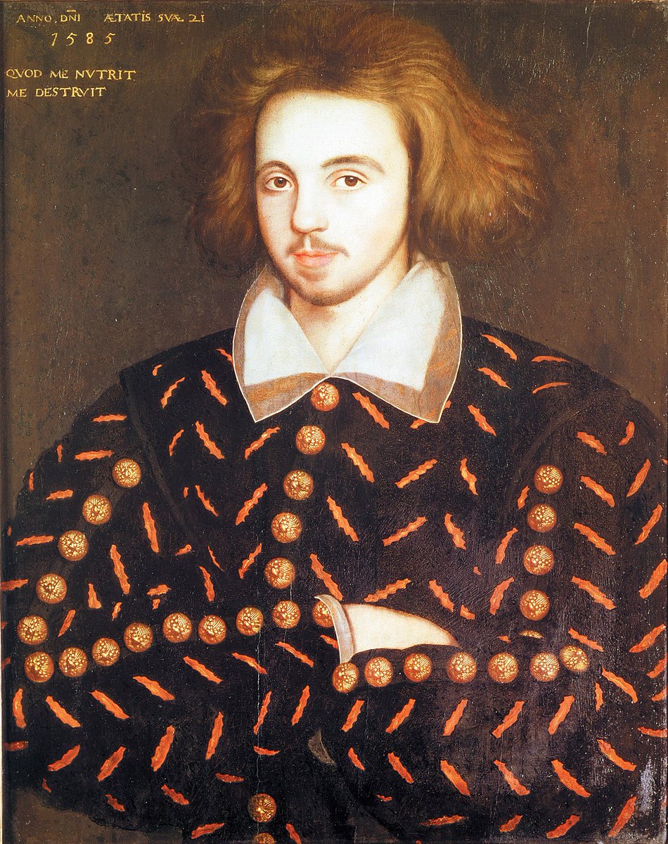 #OTD 1593 Christopher Marlowe (b.Feb 26, 1564), British dramatist and poet, was murdered. Marlowe reportedly died in a barfight.
It was later speculated that his death was faked and that he fled to Italy and continued writing plays that were produced by Shakespeare.