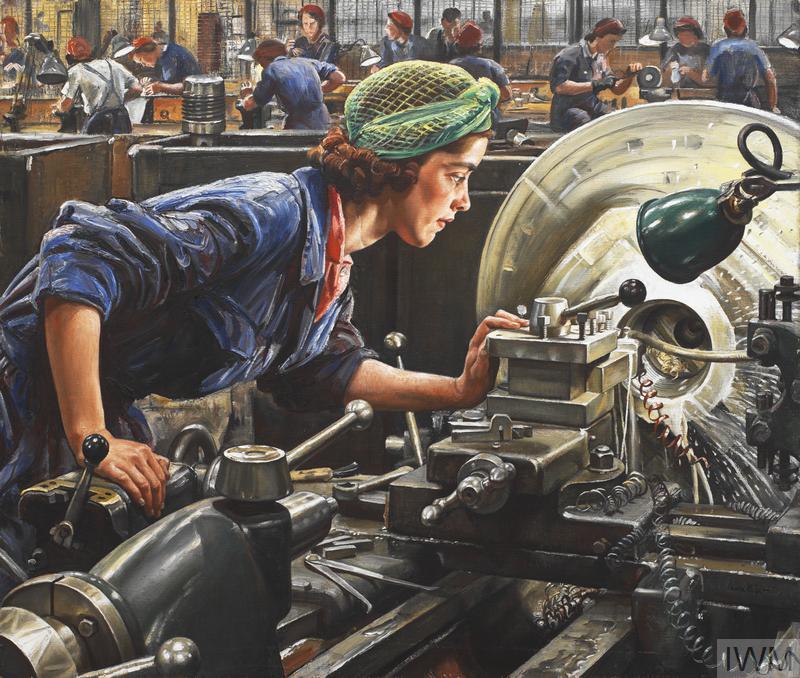 I_W_M's tweet photo. 'Ruby Loftus Screwing a Breech-ring', one of the Second World War's most inspiring artworks was first exhibited at the @royalacademy Summer Exhibition, 80 years ago #onthisday 1943.

© IWM Art.IWM ART LD 2850 <1/3> https://t.co/zCiyQ1Ydqy