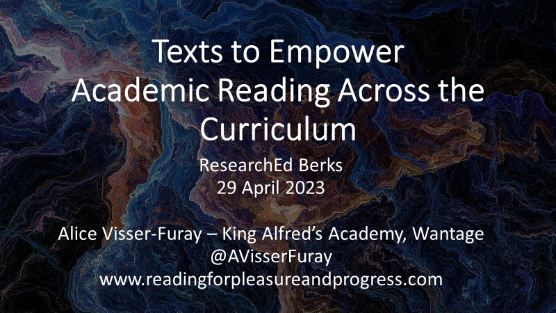 Alice Visser-Furay (@avisserfuray) on Twitter photo My presentation for <a href="/rEDBerks/">researchED Berks</a> yesterday is here, including many links to research, resources &other educators working to develop academic reading in subjects. Ideally watch full screen b/c transitions. Thank you to the #rEDBerks23 team for an amazing day! bit.ly/44gRke4 My presentation for <a href="/rEDBerks/">researchED Berks</a> yesterday is here, including many links to research, resources &other educators working to develop academic reading in subjects. Ideally watch full screen b/c transitions. Thank you to the #rEDBerks23 team for an amazing day! bit.ly/44gRke4
