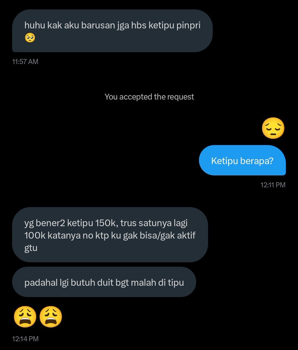 renacan_'s tweet photo. Yg satu ketipu pinpri satu lagi ketipu joki data fake😔

Liat deh ini sebelum kalian mau pakai jasa mereka, kaya adaa aja alibinya. Kesekian kalinya aku ingetin, data fake, pinjaman pribadi, backup server tuh nipuu #zonauang #pinjamanpribadi #zonabu #butuhuang #pinjamanuang https://t.co/CCiVYprVYs