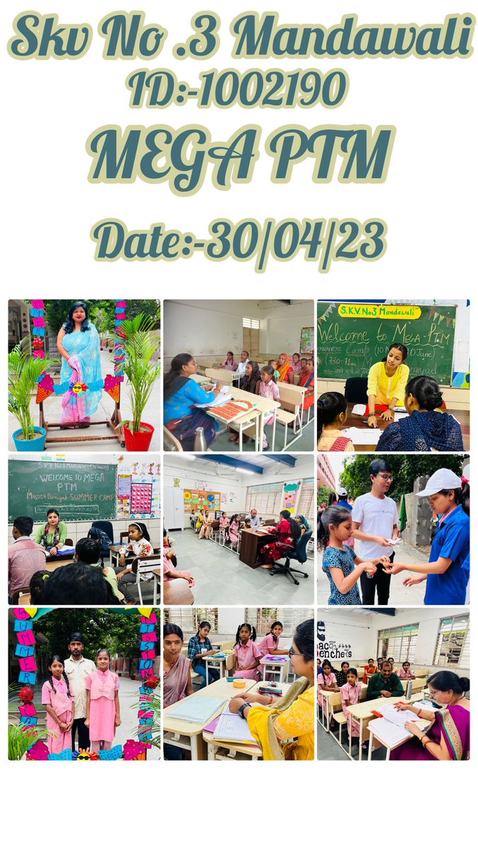 KMandawali's tweet photo. Glimpses of Mega PTM organised today @KMandawali. Parents apprised about Mission Buniyaad &amp; ensuring regular attendance of children during upcoming Summer Camp to be conducted from 11th May to 10th June 2023.
@Dir_Education
@PbpandeyB @DelhiGovtSchool @AnjuSachdeva14 @Anu_DOE https://t.co/3RsPTcPbBm