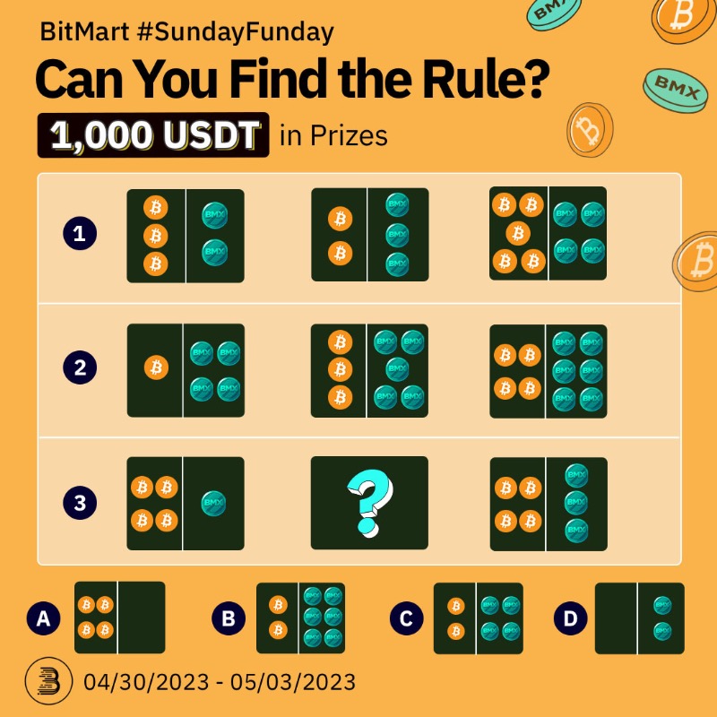 BitMartExchange's tweet photo. Challenge yourself to find the rule &amp; get the chance to share 1,000 $USDT? 🤩 

1⃣Follow us + @BitMartNFT, RT, tag 3 friends
2⃣Sign up: https://t.co/zCAr7INZO9
3⃣Complete: https://t.co/NhO6IIdpiV 

🎁50 lucky winners each win $20 if RT > 3k

#BitMart #bitcoin $BTC $BMX #giveaway