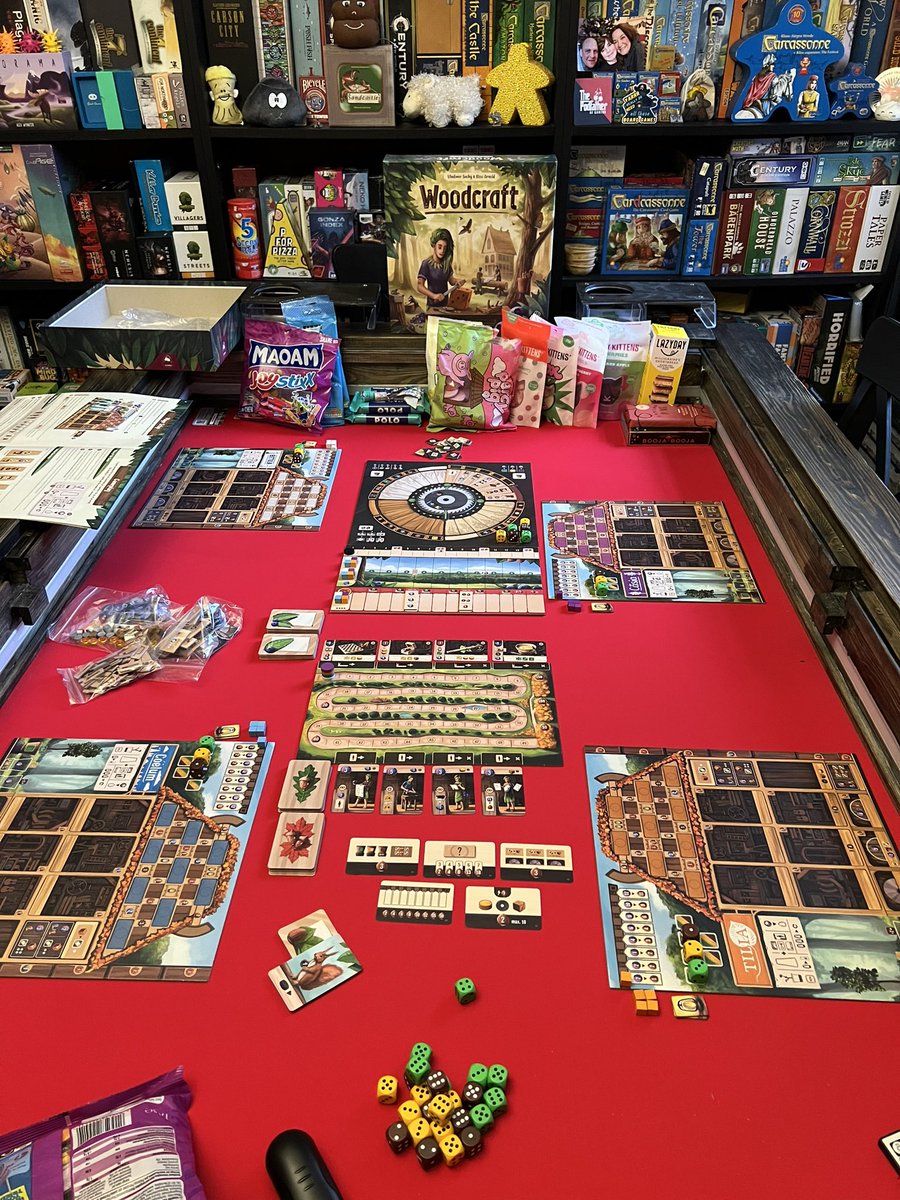 SchadenfreudeEx's tweet photo. We are guests at some board gaming friends house ( @theSandmanCymru ) and I have decided to teach woodcraft, a game we brought with us. Everyone is asleep what game would you surprise them with as they come downstairs?! https://t.co/RuMn8JINti