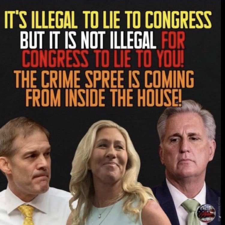 MargieDemocracy's tweet image. The Party of Habitual Liars from the 117th Congress.

1.. You asked got a pardon 
2. You lie and you breathe.
3. I saved the last for the best. 
4. Feel you most hideous people,