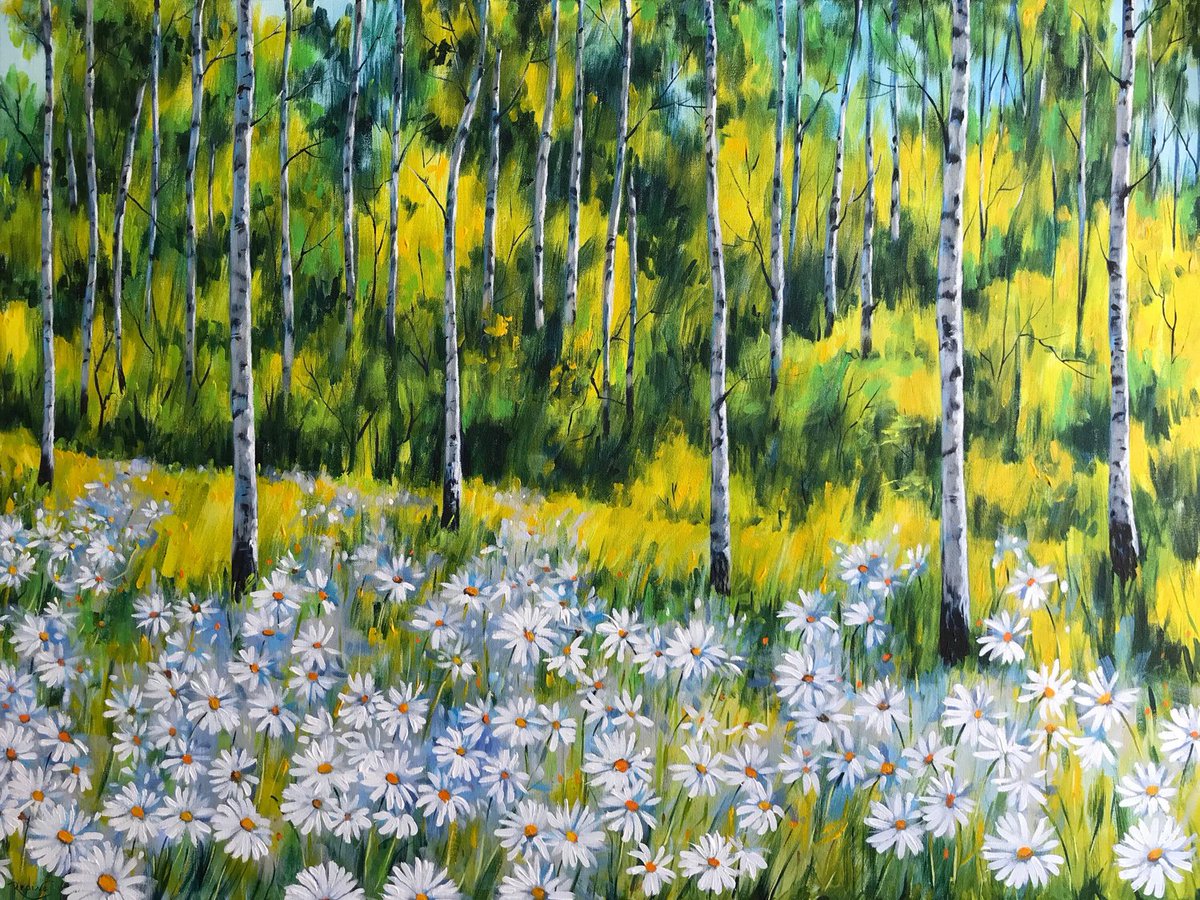 IrinaRedine's tweet photo. Daisies and Birches original acrylic painting by Irina Redine @Etsy https://t.co/WKX6Y3coYn #silverbirchtree #silverbirches #birchgrove #summer #summervibes #birchtree #daisyflowers #daisyfield #whitedaisy #chamomiles #summerflowers #irinaredine https://t.co/eD04sTCwqg