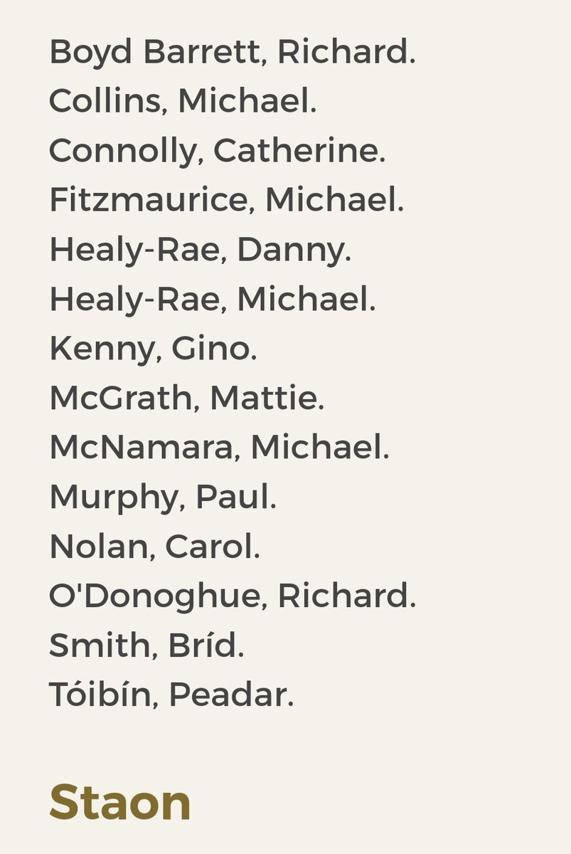 Here is a list of politicians who are the best we have when it comes to protecting you from a piece of terrible legislation.

A big thank you to @paulmurphy_TD @RBoydBarrett @MichaelFitzmau1 @MHealyRae @Ginosocialist @Toibin1 @bridsmithTD  and the others who voted against this