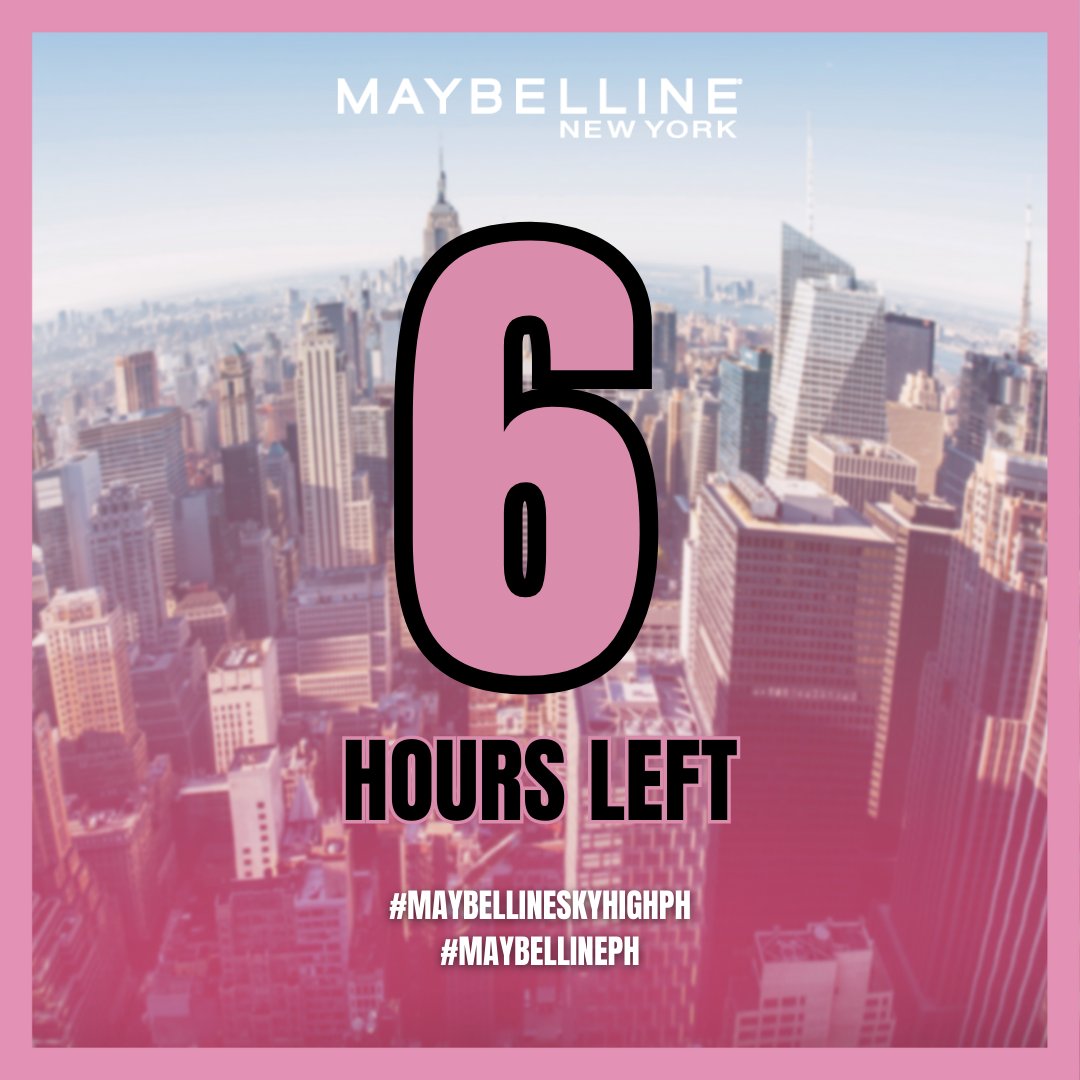 MaybellinePH's tweet photo. ⏱6 HRS LEFT | TAKE IT HIGHER (SKY HIGH) MUSIC VIDEO &amp; SONG | 05.01.23 AT MIDNIGHT 🌙

📹 Maybelline New York Youtube Channel: https://t.co/kMmIJ7LC2g
🎶 Pre-save the song now: https://t.co/0lgyev8oDK

#MaybellineSkyHighPH​
#MaybellinePH https://t.co/QEisjqbbwc