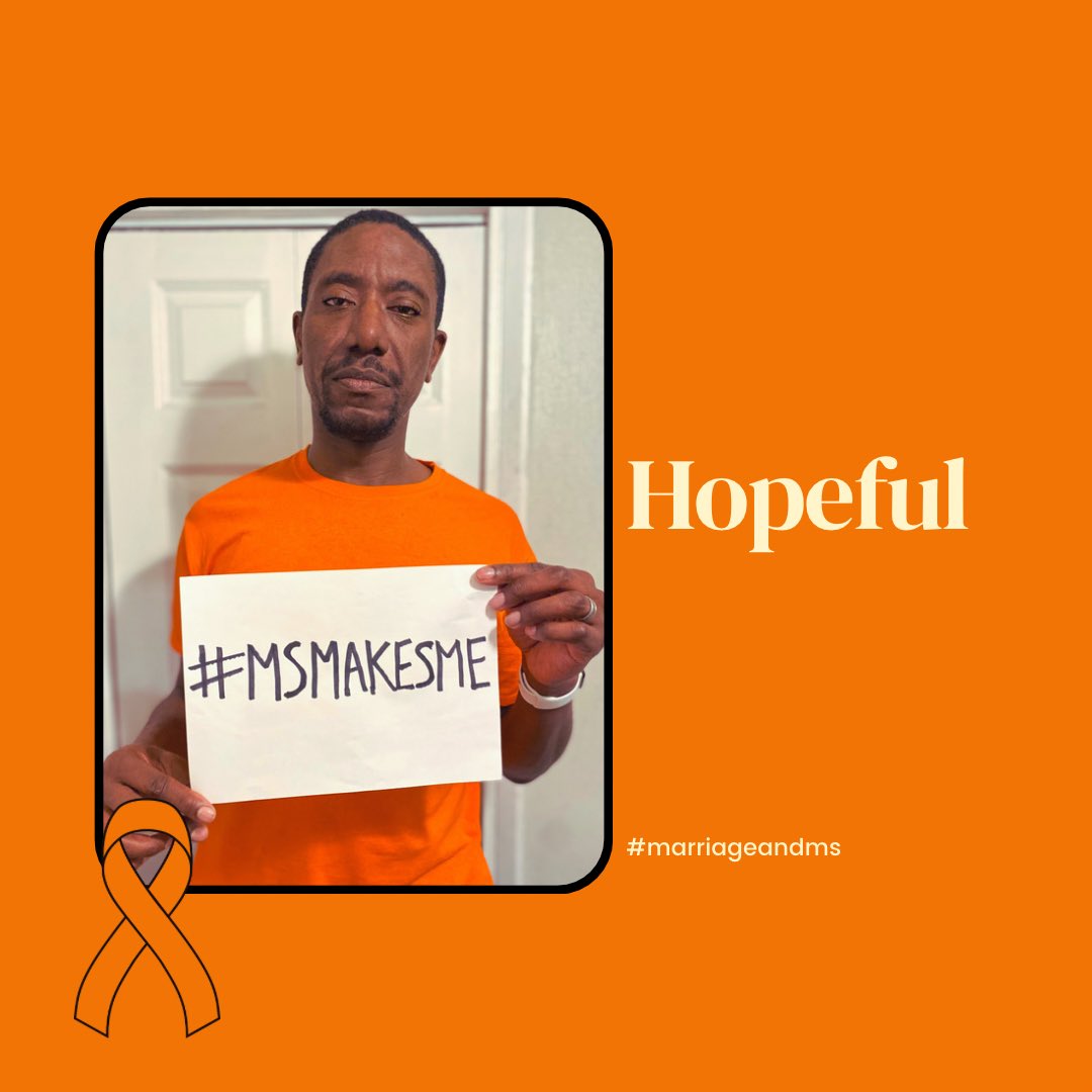 MarriageandMS's tweet photo. #MSmakesme HOPEFUL 

Hopeful that one day MS will be a thing of the past🙏🏾🧡

#msawarenessweek #mssupport #msconversations #marriageandms https://t.co/P2st72UEUG