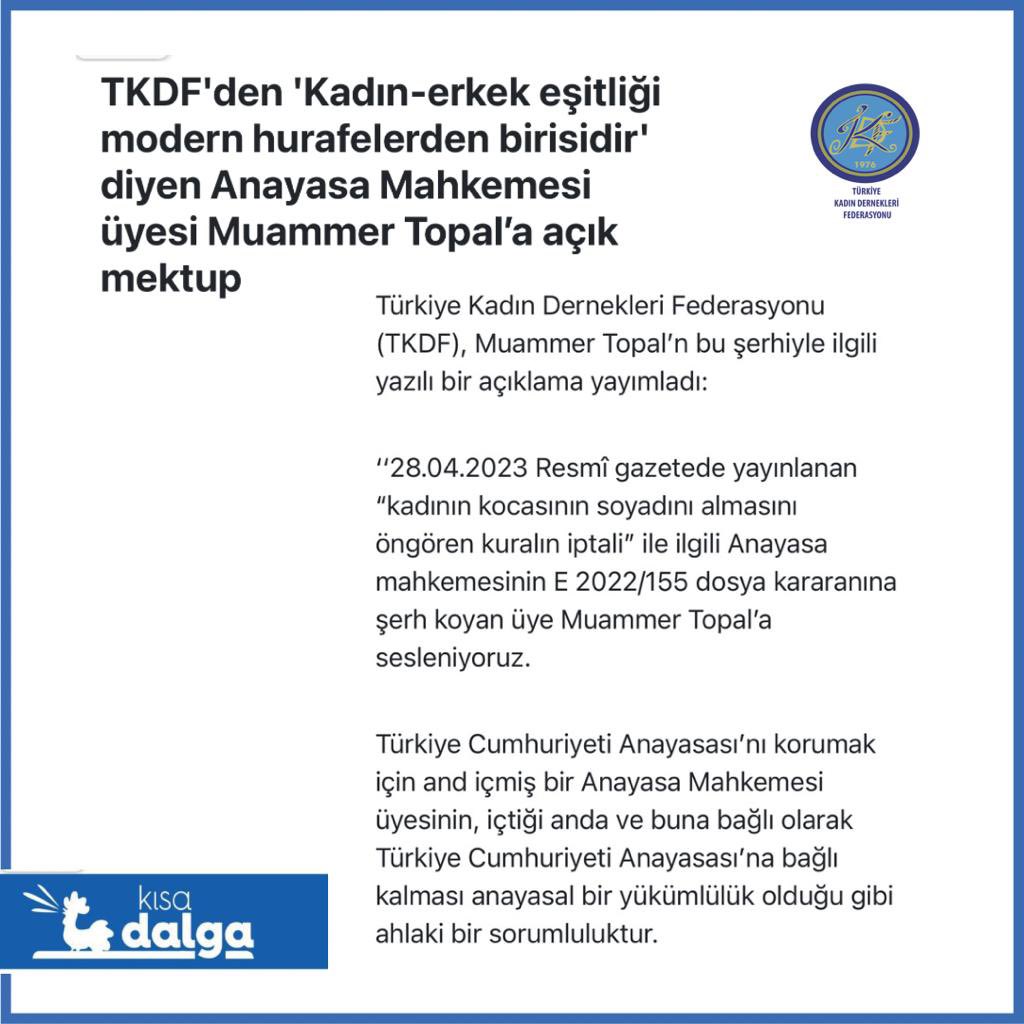tkdfederasyon's tweet photo. AYM üyesi Muammer Topal karşı oy yazısında, kadın erkek eşitliğine dini referanslar vererek karşı çıkmış, fizyolojik eşitsizlik gibi bir kavramdan hareketle hukuki eşitliğin de mümkün olamayacağını iddia etmiştir. Bu kullanılan kavramlar,  Muammer Topal’ın eşitlik meselesine https://t.co/FRZjmsC3qF