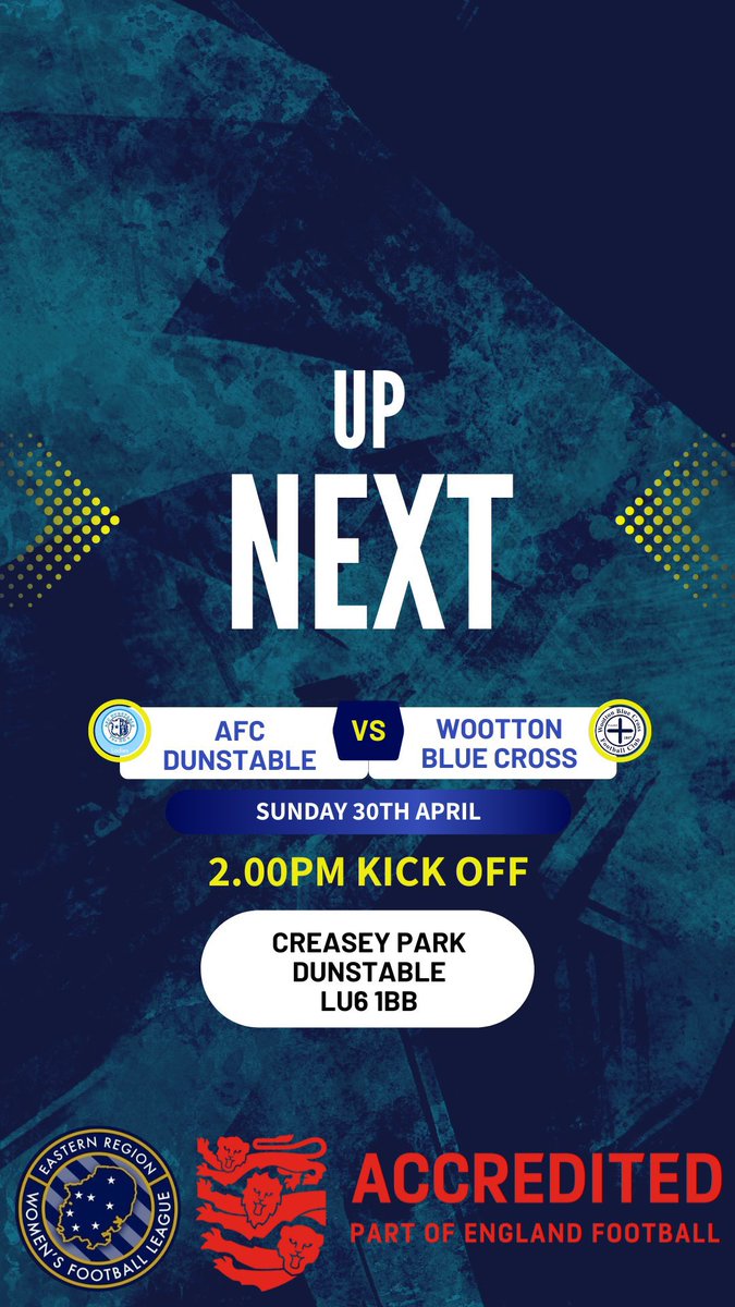 BlueWootton's tweet photo. ⚽️ GAME DAY ⚽️

Today we travel to @AFCLadies1st for what will be a tough fixture against top of the league. 

Everyone loves an underdog…

We are ready 🔵✖️

🏟️ | Creasey Park, LU6 1BB
🕑 | Kick off 2pm
🏆 | @ERWFLe 
🆚 | AFC Dunstable Ladies https://t.co/SgeHdWgham