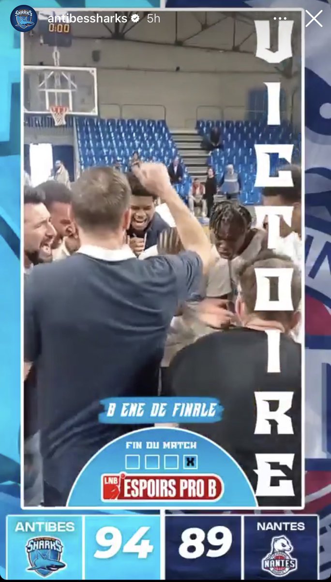 Direction les 1/4 de finale pour les Espoirs <a href="/AntibesSharks/">Antibes Sharks</a> de <a href="/BenjiP5/">BenjiP</a> ! Énorme 2e MT (61-39) pour dominer <a href="/NantesBasket44/">Nantes Basket Hermine</a> 94-89.

📊 Milhan Charles 28pts (11/15) +4rebs-3ast / Moustapha Loum 17pts-13rebs

#EspoirsProB