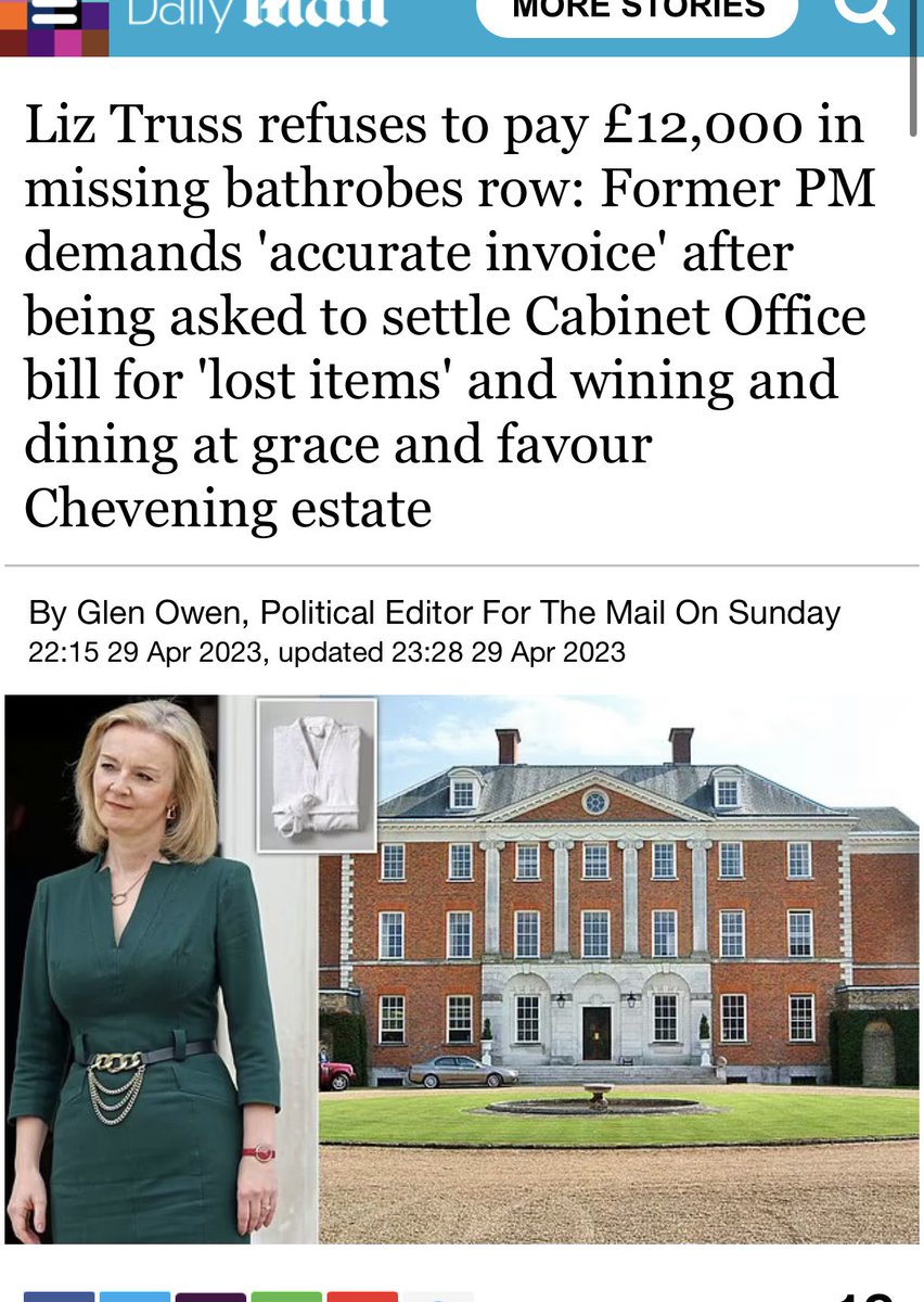bmay's tweet photo. A load of bathrobes and slippers seem to have gone missing from Chevening when Liz Truss was using it: classy. https://t.co/VaXqeoNgbw
