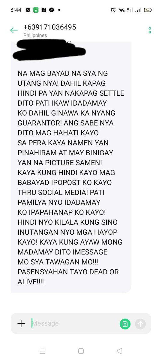 harukochan46257's tweet photo. Sinong gaganahan magbayad pag ganito ang agent maningil? Panawagan

SHUT DOWN ILLEGAL AND ABUSIVE OLA
#FightOnlineLoanSharks
#UOVM
#notounfairdebtcollectionpractices 
#CancelOnlineLendingApps

@senatePH @IdolRaffyTulfo @WinGatchalian74 @SenGracePOE @Cynthia_Villar
@bongbongmarcos https://t.co/z9luY6K5Ru
