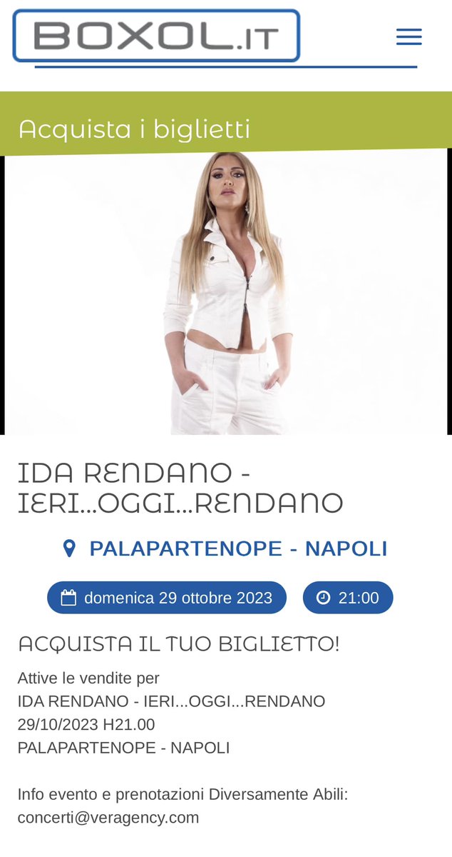 Famiglia ci siamo!! Vi aspetto il 29 Ottobre al Palapartenope di Napoli per un grande evento: IERI…OGGI…RENDANO.
Per acquistare i biglietti cliccate sui seguenti link:

ticketone.it/.../ida-rendan…

boxol.it/.../ida-rendan…