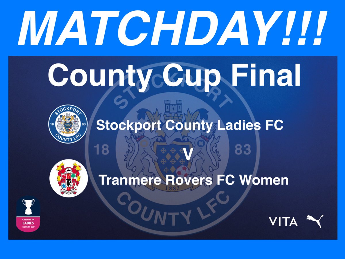 Stockport County Ladies FC (@scladiesfc) on Twitter photo MATCHDAY!! : Today we play <a href="/TRFCWomen/">Tranmere Rovers Women and Girls</a> in the <a href="/CCFACountyCups/">Cheshire FA County Cups</a> Final! 🏆
All coverage of this game will be on the <a href="/StockportCounty/">Stockport County</a> Twitter feed.
Huge Thank You to <a href="/LiamR_SCFC26/">Liam Richardson</a> , <a href="/Mike_Petch/">Mike Petch</a> and @TJBVideography for doing the media today! 🙏🏻
🔵⚪️🎩 #UTH #COUNTYCUP #CUPFINAL MATCHDAY!! : Today we play <a href="/TRFCWomen/">Tranmere Rovers Women and Girls</a> in the <a href="/CCFACountyCups/">Cheshire FA County Cups</a> Final! 🏆
All coverage of this game will be on the <a href="/StockportCounty/">Stockport County</a> Twitter feed.
Huge Thank You to <a href="/LiamR_SCFC26/">Liam Richardson</a> , <a href="/Mike_Petch/">Mike Petch</a> and @TJBVideography for doing the media today! 🙏🏻
🔵⚪️🎩 #UTH #COUNTYCUP #CUPFINAL