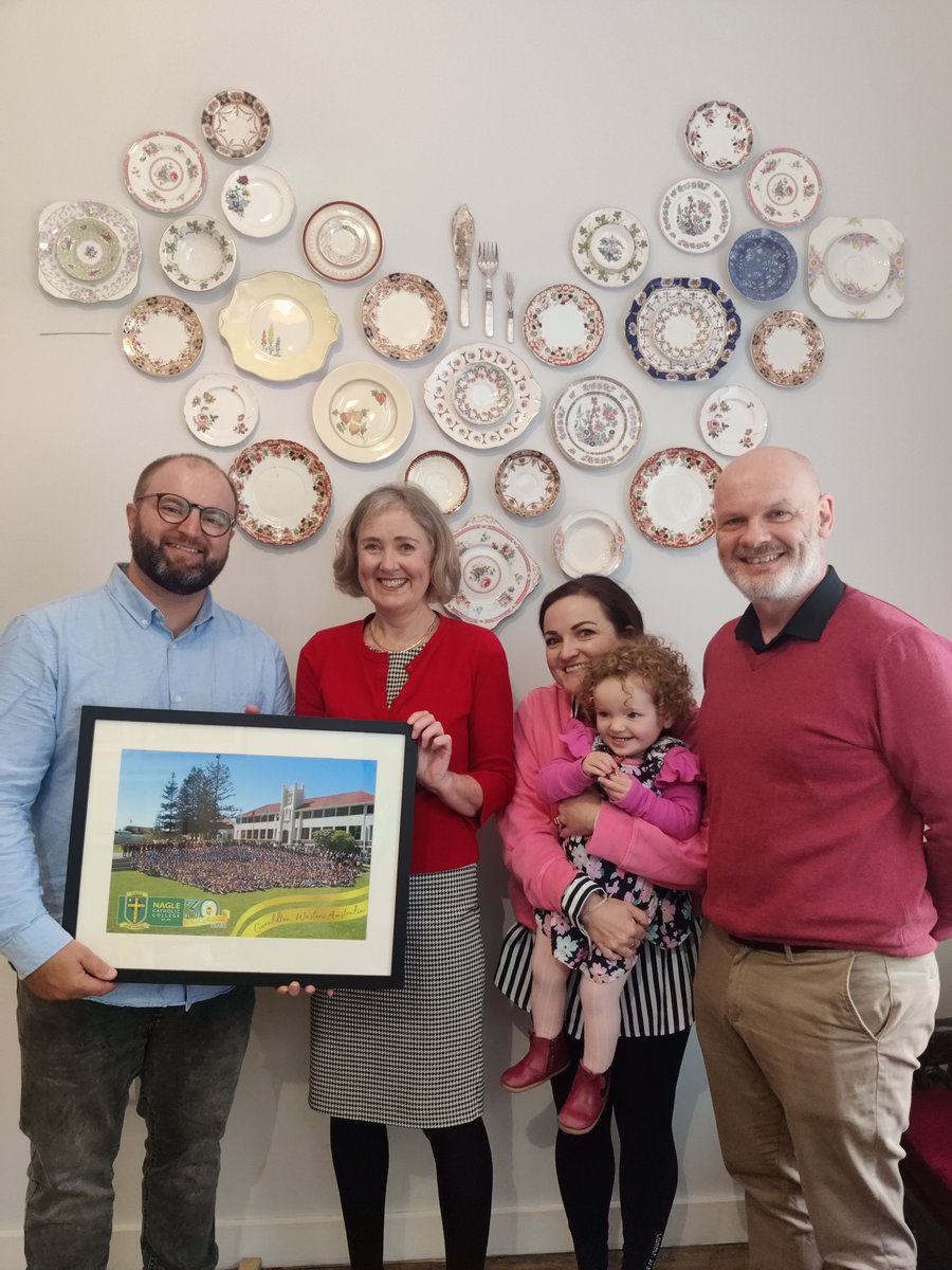 NanoNaglePlace's tweet photo. The week @NanoNaglePlace welcomed guests from Western Australia to mark Nano's Anniversary.

Natalia Thomson, principal of @StThomasCPS and Damian, Aoife &amp; Saoirse Ramos‑Nunez.

Damian, the principal of Nagle Catholic College, presented us with a beautiful photo of his school. https://t.co/pD8d3PAsxa