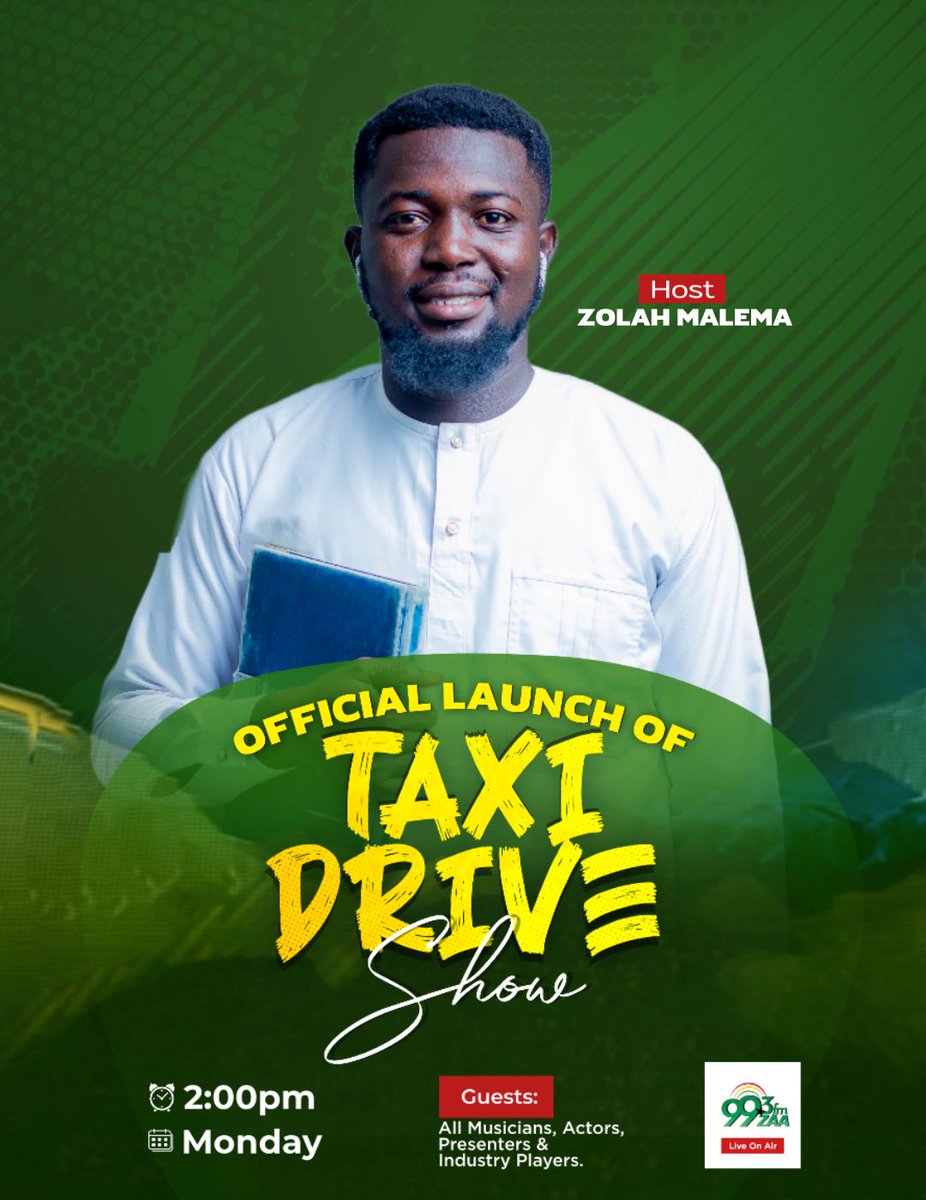 zolahmalema's tweet photo. We will be launching Zaa Taxi Drive Show live on Zaa Radio 99.3 FM tomorrow at 2pm….I’m officially inviting Musicians, Actors, Industry players and colleague media guys to pass through the show for some quick Endorsements. 
#ZaaTaxiDrive https://t.co/kqafepRJMw