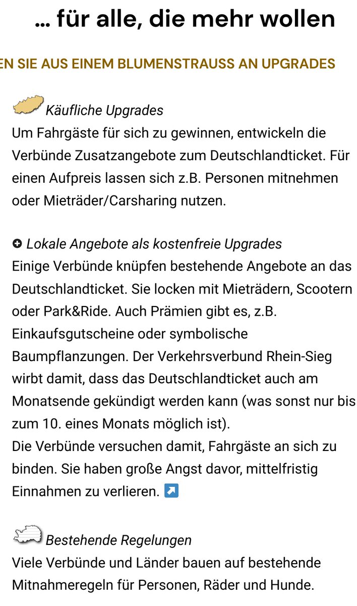 Das Tarifzonen-Reich wird nicht aufgelöst, es bekommt eine Gebietsreform. Die neuen Fürstentümer definieren sich über die Upgrades. ;)

Hab's hier für euch kartiert:
wasbringt49.de/#upgrades

#Deutschlandticket